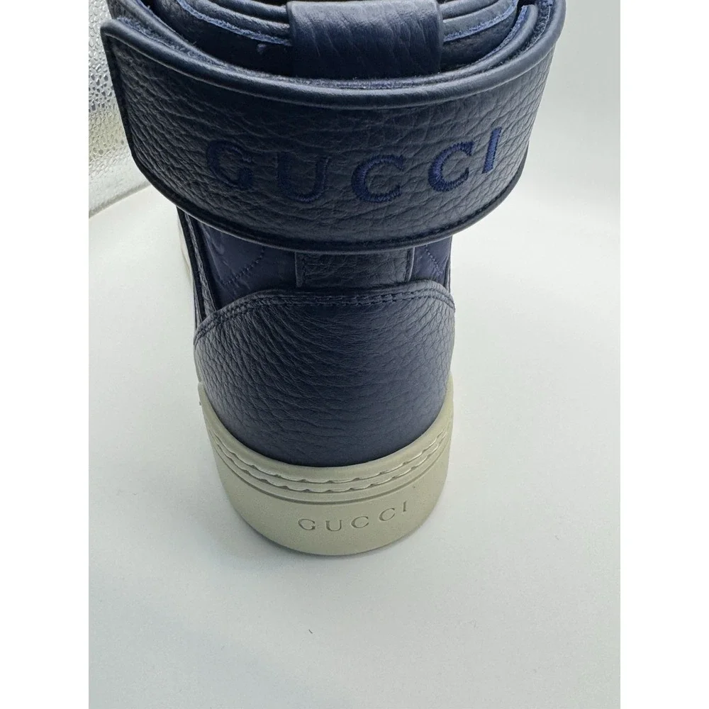 Gucci Guccissima High Top Sneakers Blue Men US 8‎ EU 39 /5 Made in Italy 409766